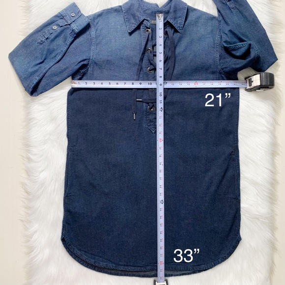 SOLD-Polo Long Sleeve Indigo Denim Pullover ShirtDress - Picture 10 of 10